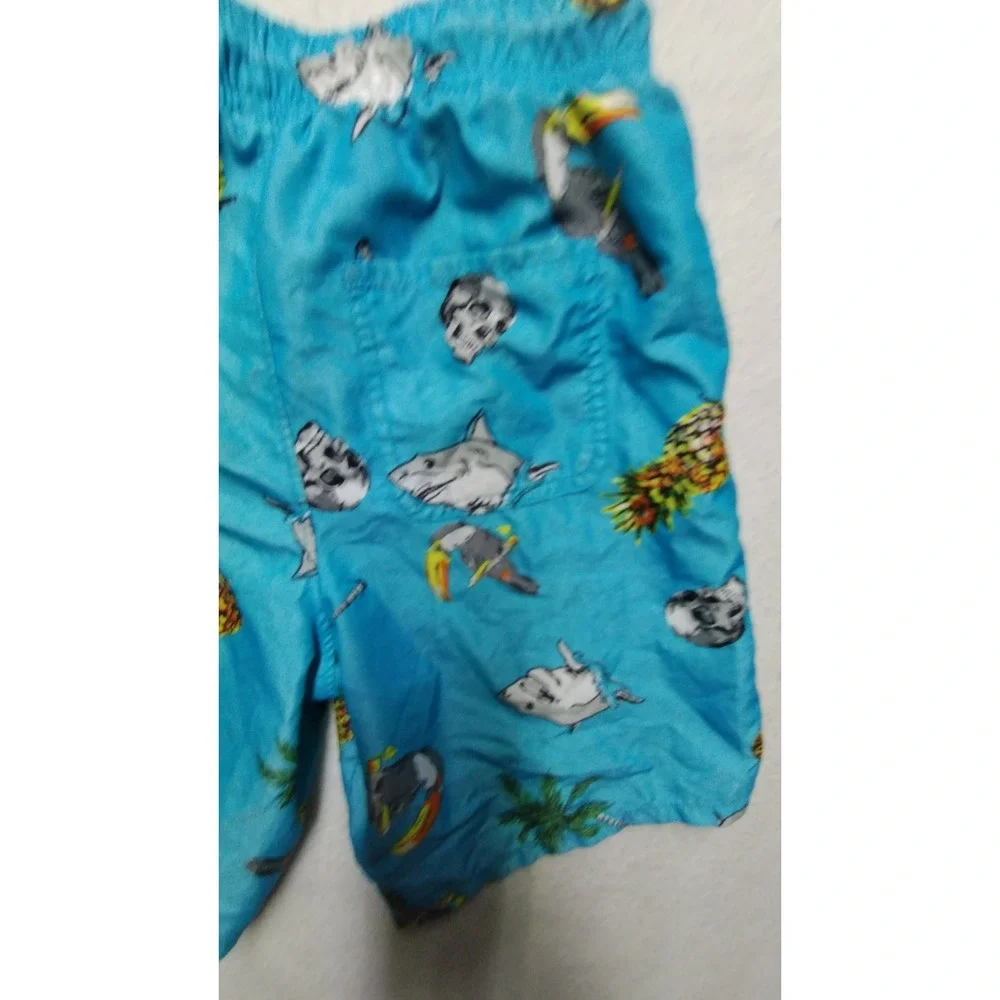 Wonder Nation Swim Trunks Tropical Toucan Shark Skull Print Kids Size‎ L